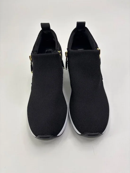 DKNY Palma Slip On Wedge Fabric Sneakers Black Gold Accents Size 8.5 NWOB - Picture 2 of 8